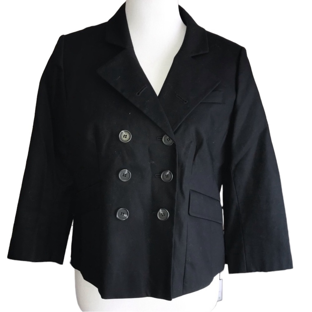 ANN TAYLOR BLACK BLAZER SZ 8 BUTTON FRONT
